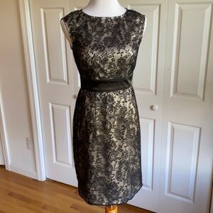 Adrianna Papell Black Lace Overlay Sheath Dress Size 4